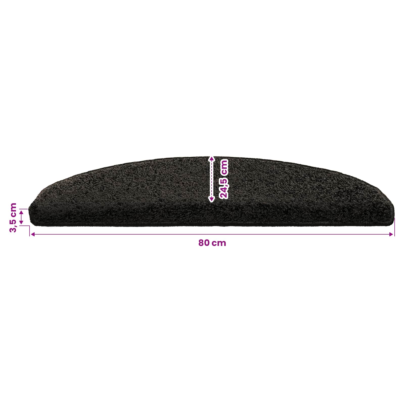 Stufenmatten 15 Stk. 56x17x3 cm Grau Halbrund
