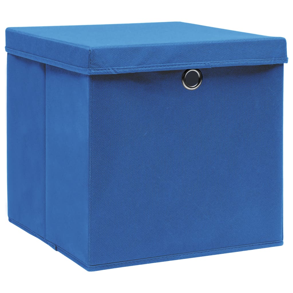 Aufbewahrungsboxen mit Deckeln 10 Stk. 28x28x28 cm Schwarz