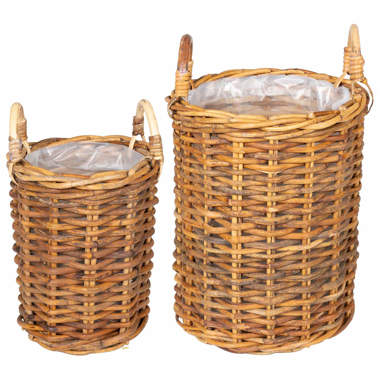 Blumentopfkorb mit Speicher 2 Stk. Natürliches Grau Kubu Rattan
