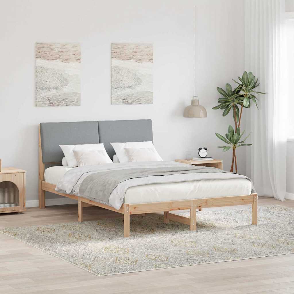 Bettgestell Braun und hellgrau 200 x 200 cm Massivholz Kiefer