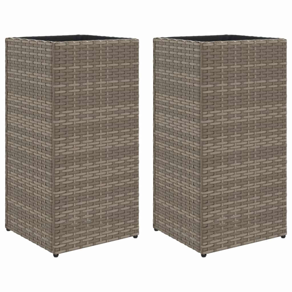 Pflanzkübel 2 Stk. Schwarz 40x40x80 cm Poly Rattan