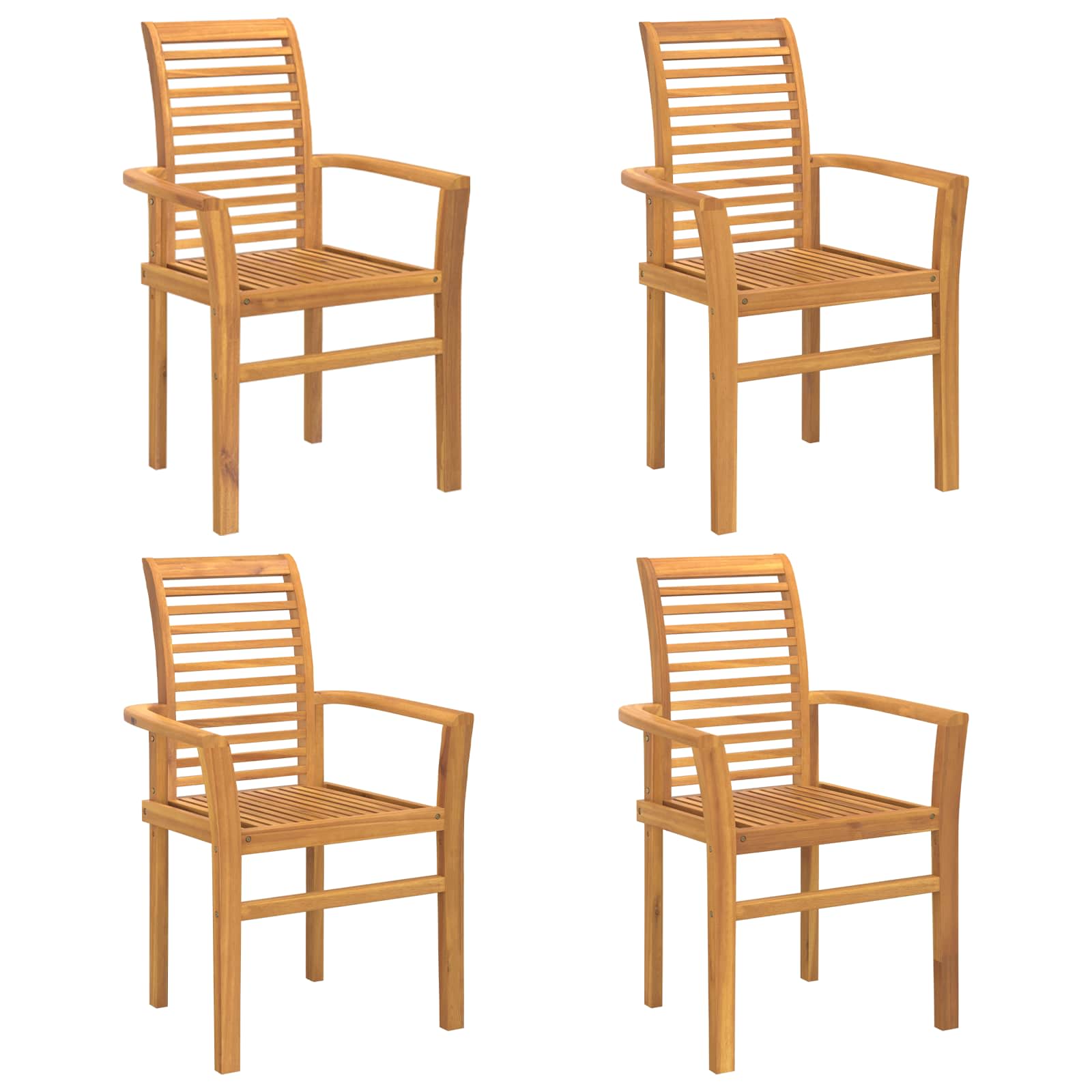 Essstühle 6 Stk. Stapelbar Massivholz Teak