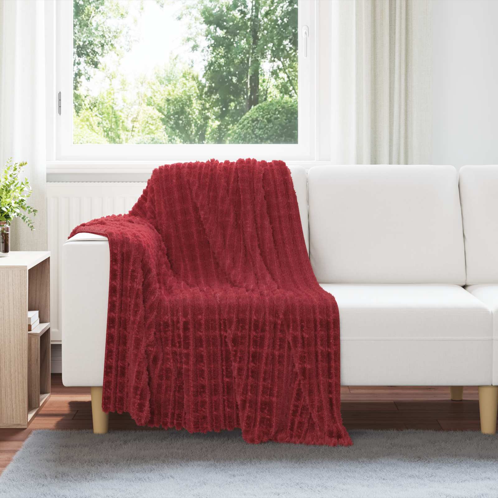 Überwurfdecke Beige 150 x 130 cm Fleece