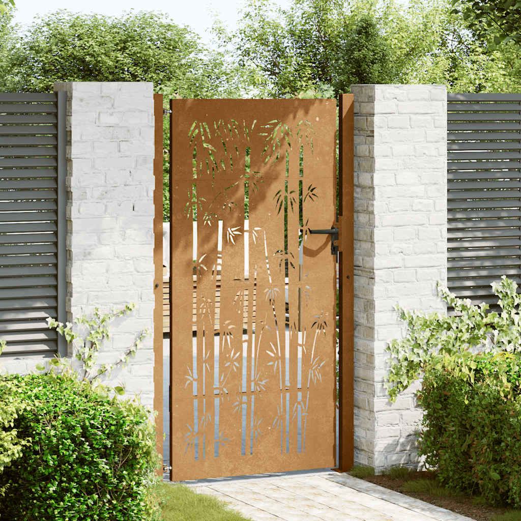 Gartentor 100x75 cm Cortenstahl Bambus-Design