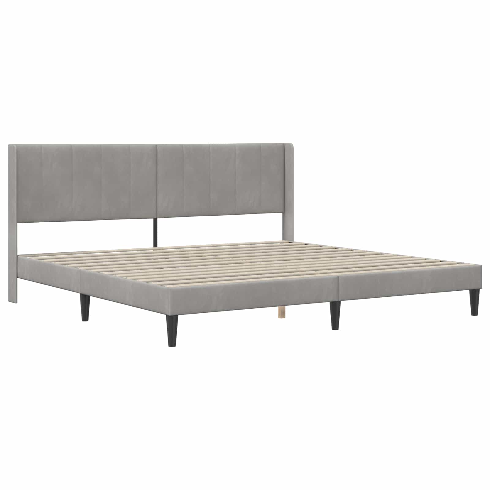 Bettgestell mit Matratze mit Kopfteil Hellgrau 80 x 200 cm Samt