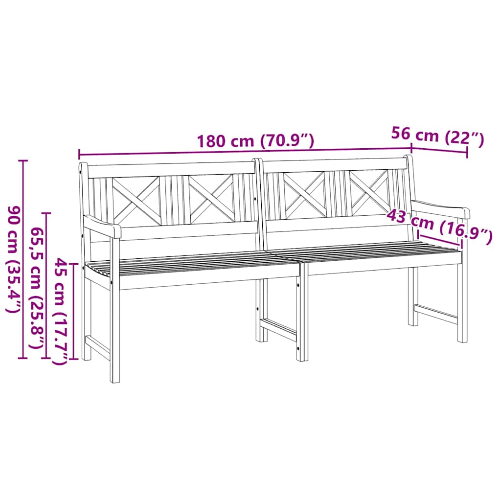 Bank Outdoor Natur 110 x 56 x 90 cm Massivholz Akazie
