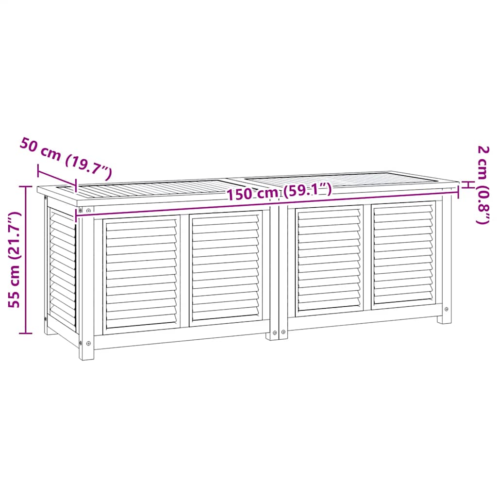 Gartenbox mit Beutel 60x50x58 cm Massivholz Teak