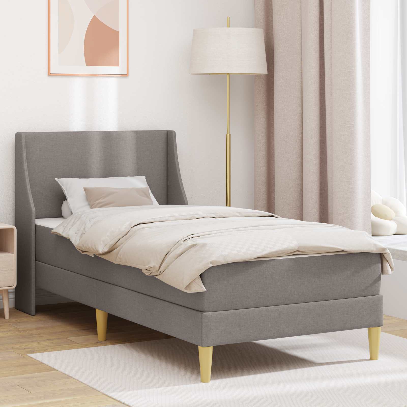 Bettgestell mit Matratze Hellgrau 80x 200 cm Polyester
