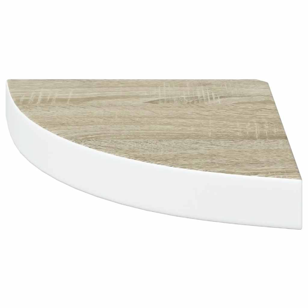 Schwebende Eckregale 2 Stk. Hochglanz-Weiß 25x25x3,8 cm MDF