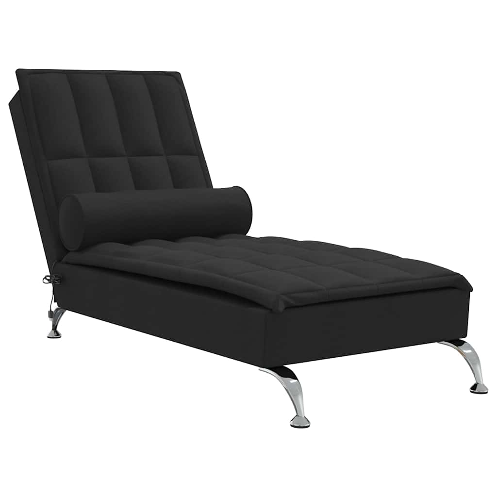 Massage-Chaiselongue mit Nackenrolle Hellgrau Stoff