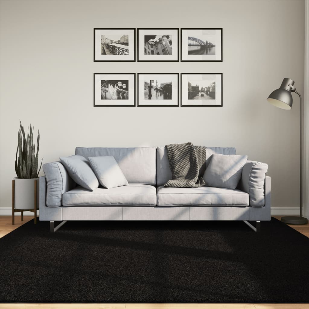 Teppich HUARTE Kurzflor Weich und Waschbar Anthrazit 60x110 cm