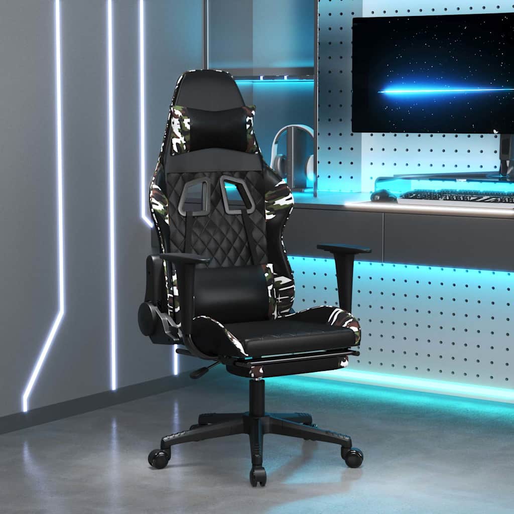 Gaming-Stuhl mit Massagefunktion Schwarz und Blau Kunstleder
