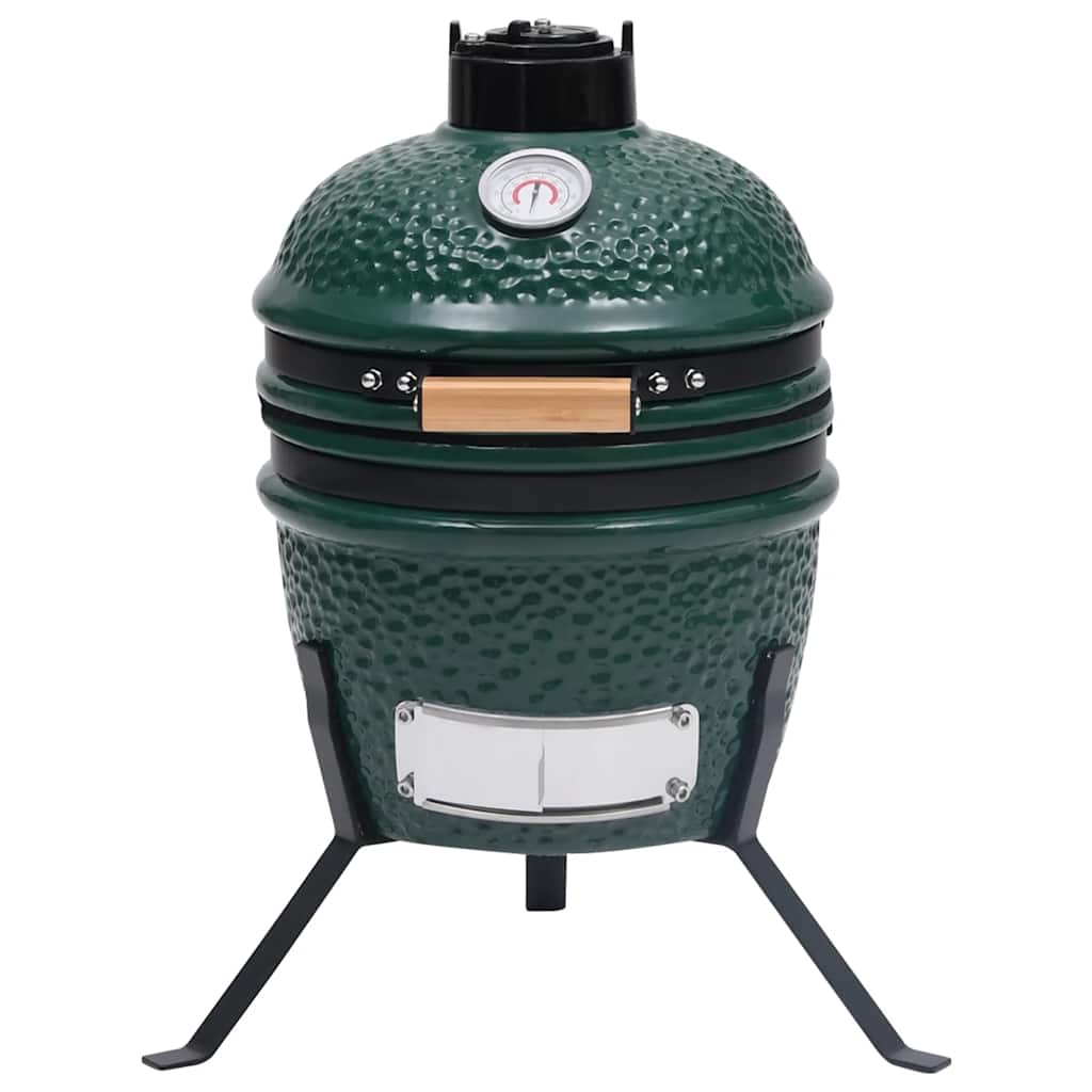 2-in-1 Kamado-Grill Smoker Keramik 56 cm Schwarz