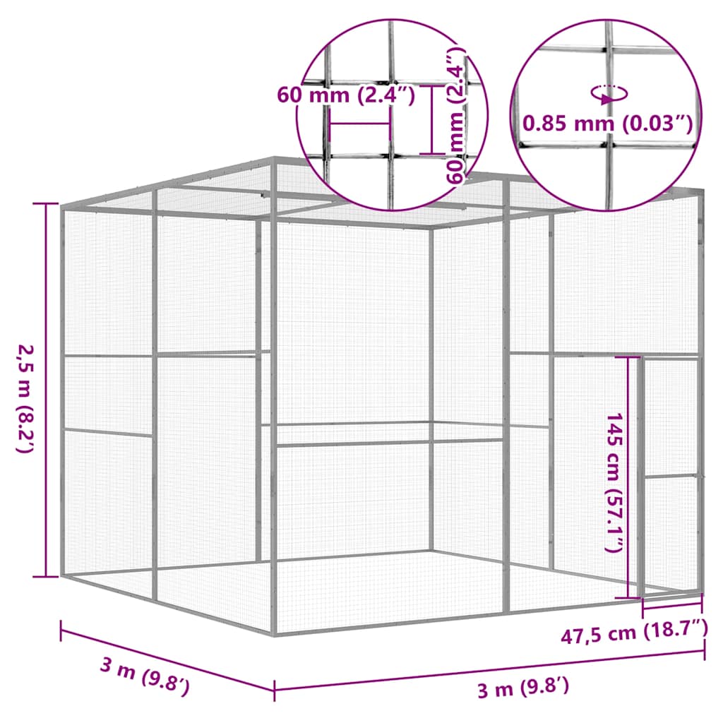 Katzenkäfig 1,5x1,5x1,5 m Verzinkter Stahl