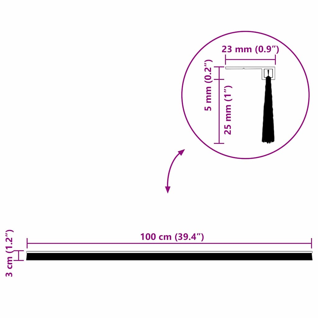 Selbstklebende Türbürstendichtungen 2 pcs Braun 100 cm