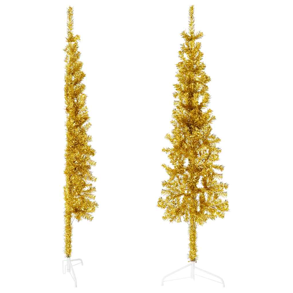 Künstlicher Halb-Weihnachtsbaum mit Ständer Schlank Weiß 180 cm