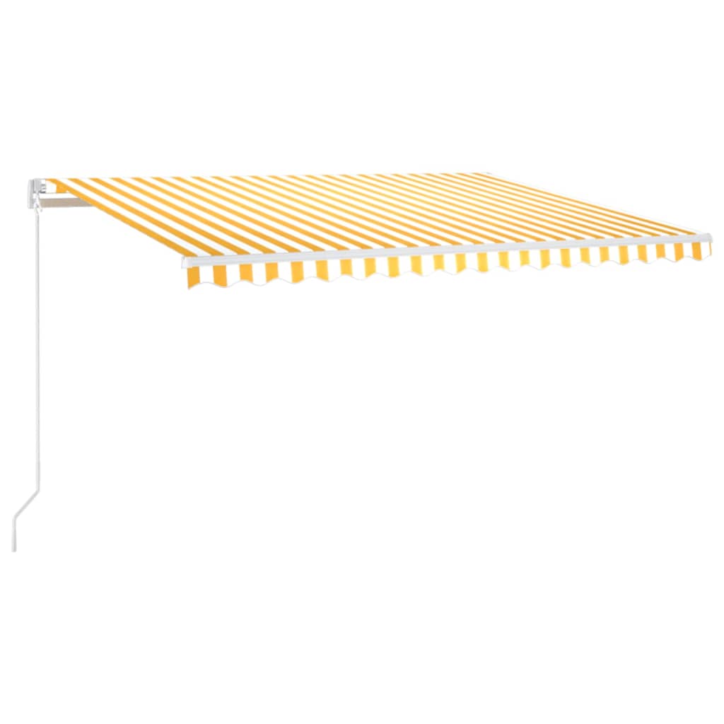 Markise Manuell Einziehbar mit LED 300x250 cm Blau und Weiß