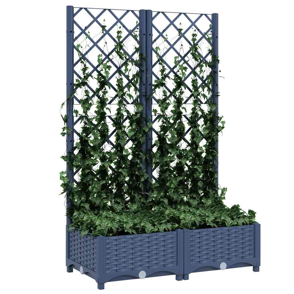 Pflanzkübel mit Rankgitter Hellgrau 40x40x121,5 cm PP