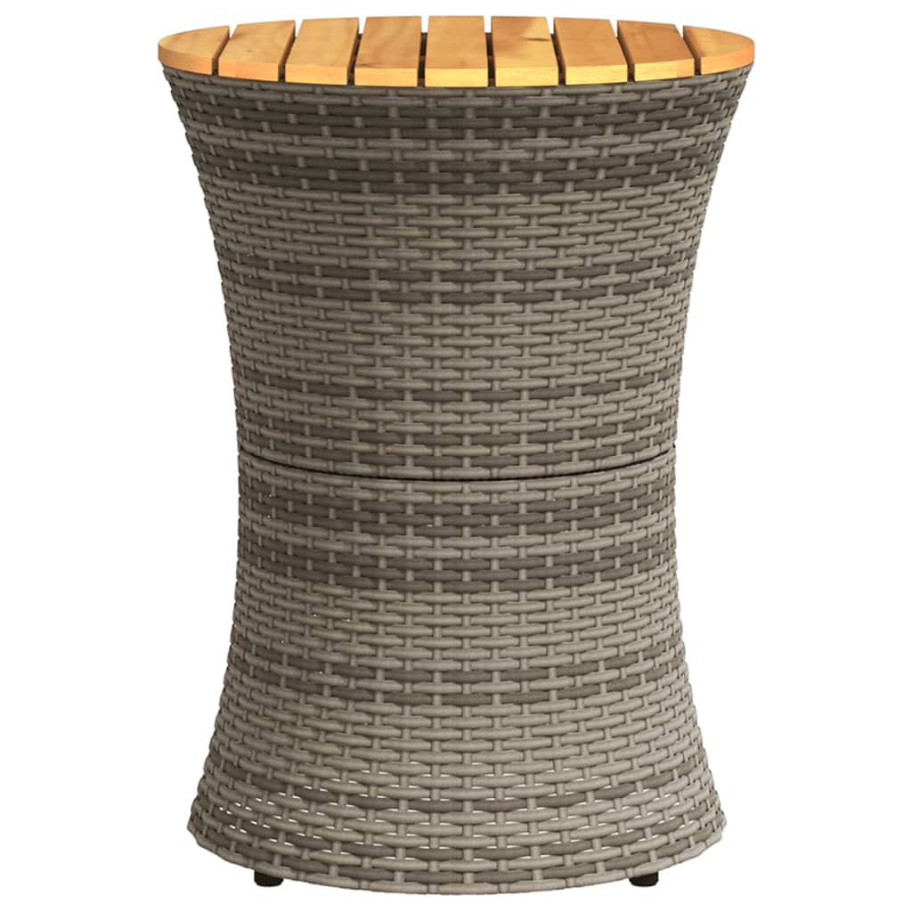 Garten-Beistelltisch Trommelform Schwarz Poly Rattan Massivholz