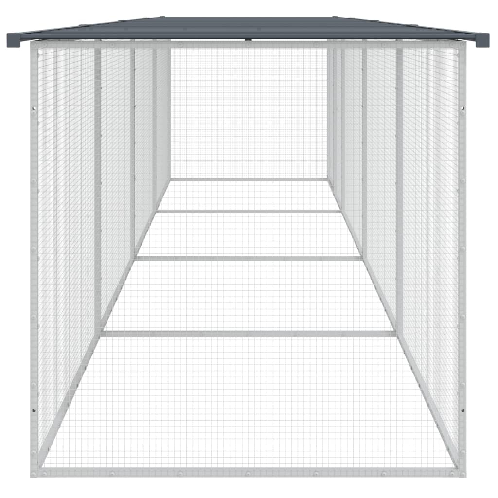 Hühnerkäfig mit Dach Anthrazit 203x98x90 cm Verzinkter Stahl