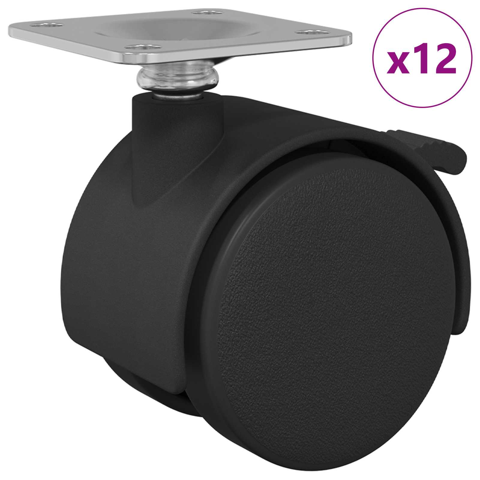 Rolle 2 pcs Schwarz 39,5 x 39,5 x 37,8 mm