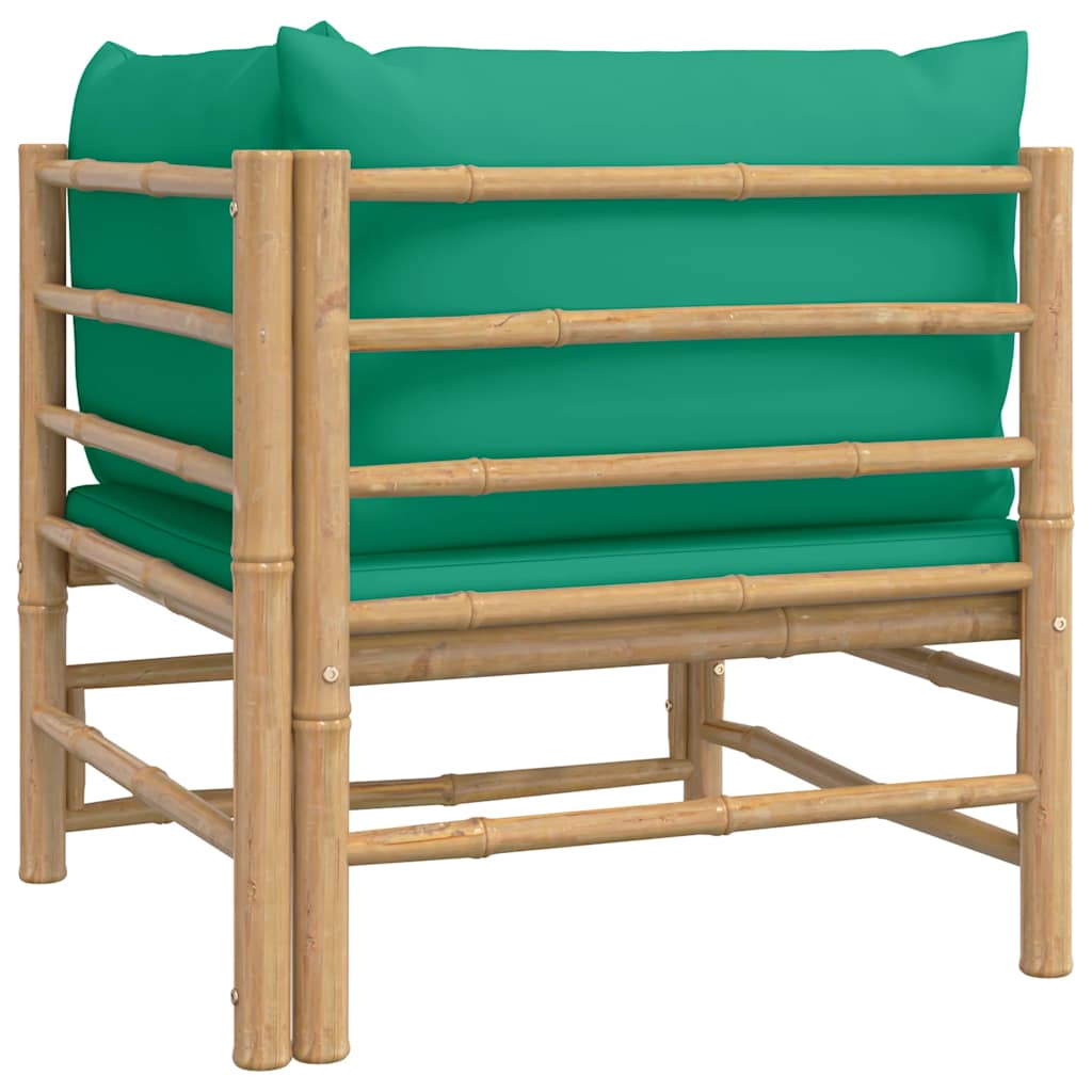 3-tlg. Garten-Lounge-Set mit Hellgrauen Kissen Bambus