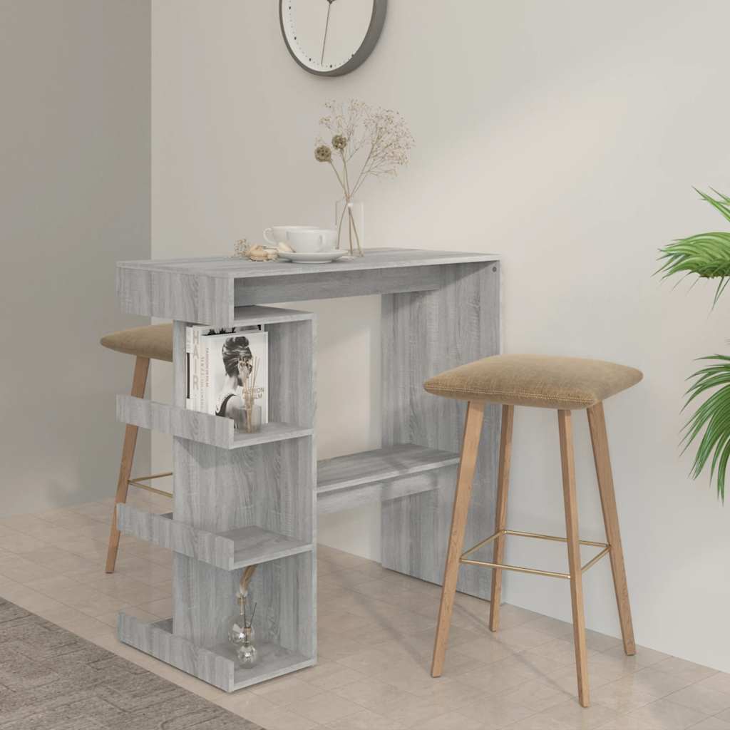 Bartisch mit Regal Weiß 100x50x101,5 cm Holzwerkstoff