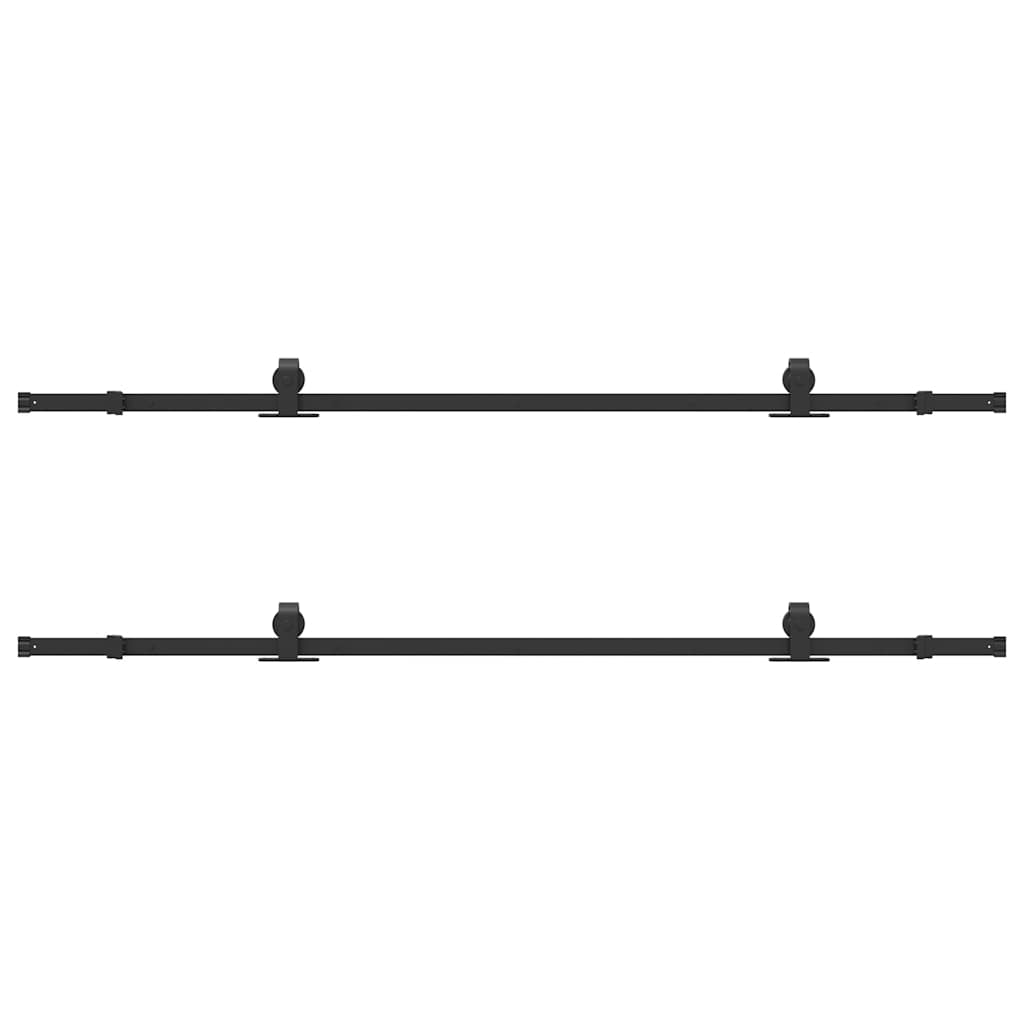 Schiebetürbeschlag-Set 366 cm Stahl Schwarz
