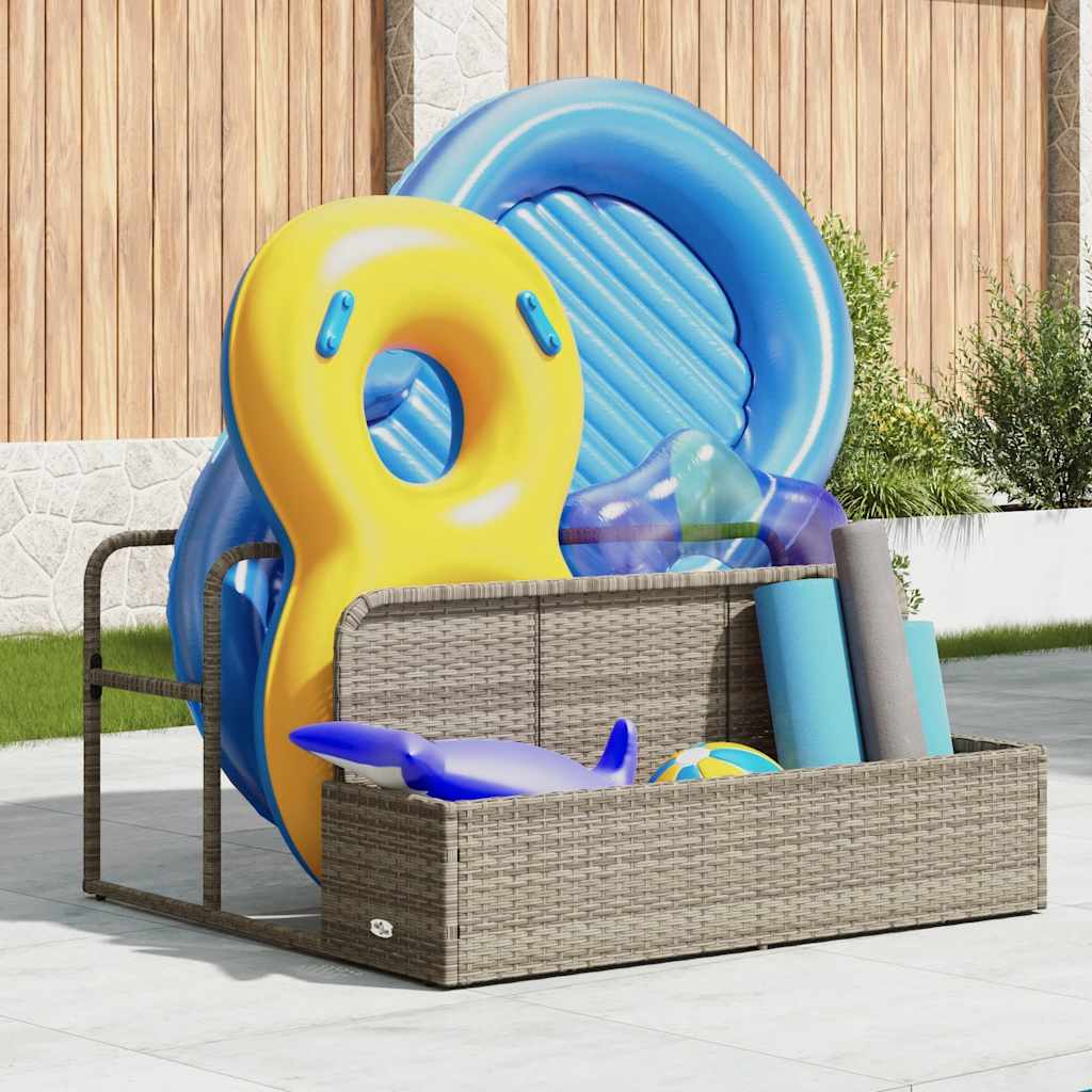 Pool Aufbewahrungsbehälter Schwarz 110x100x57 cm Poly Rattan