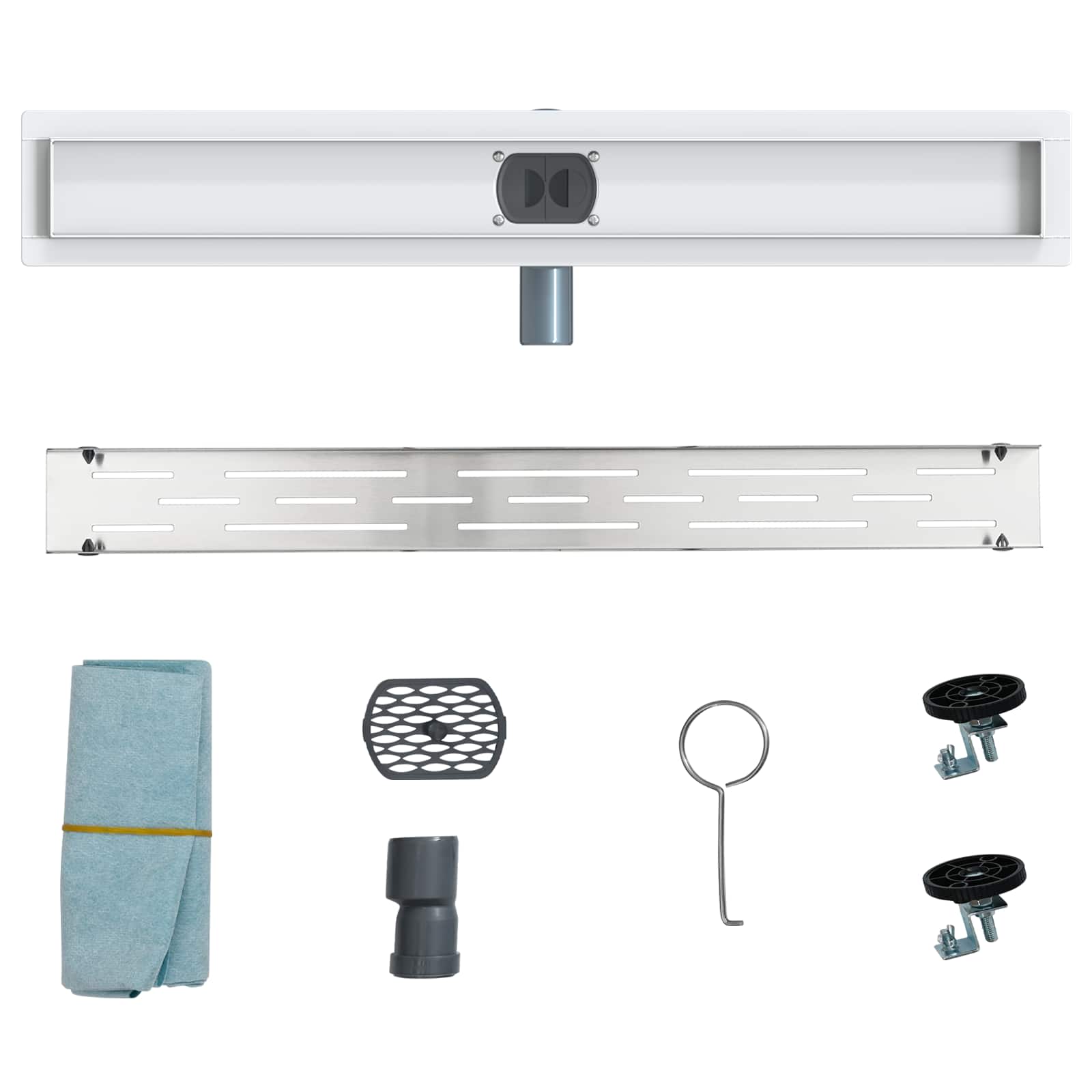 Duschabfluss mit Glashülle und 360° Siphon Schwarz 50 cm