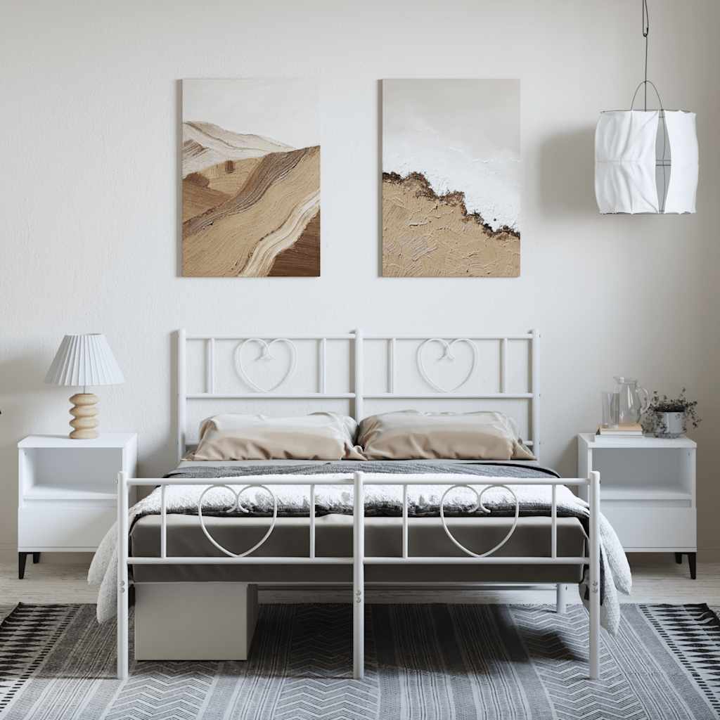 Bettgestell mit Kopfteil Metall Schwarz 100x190 cm