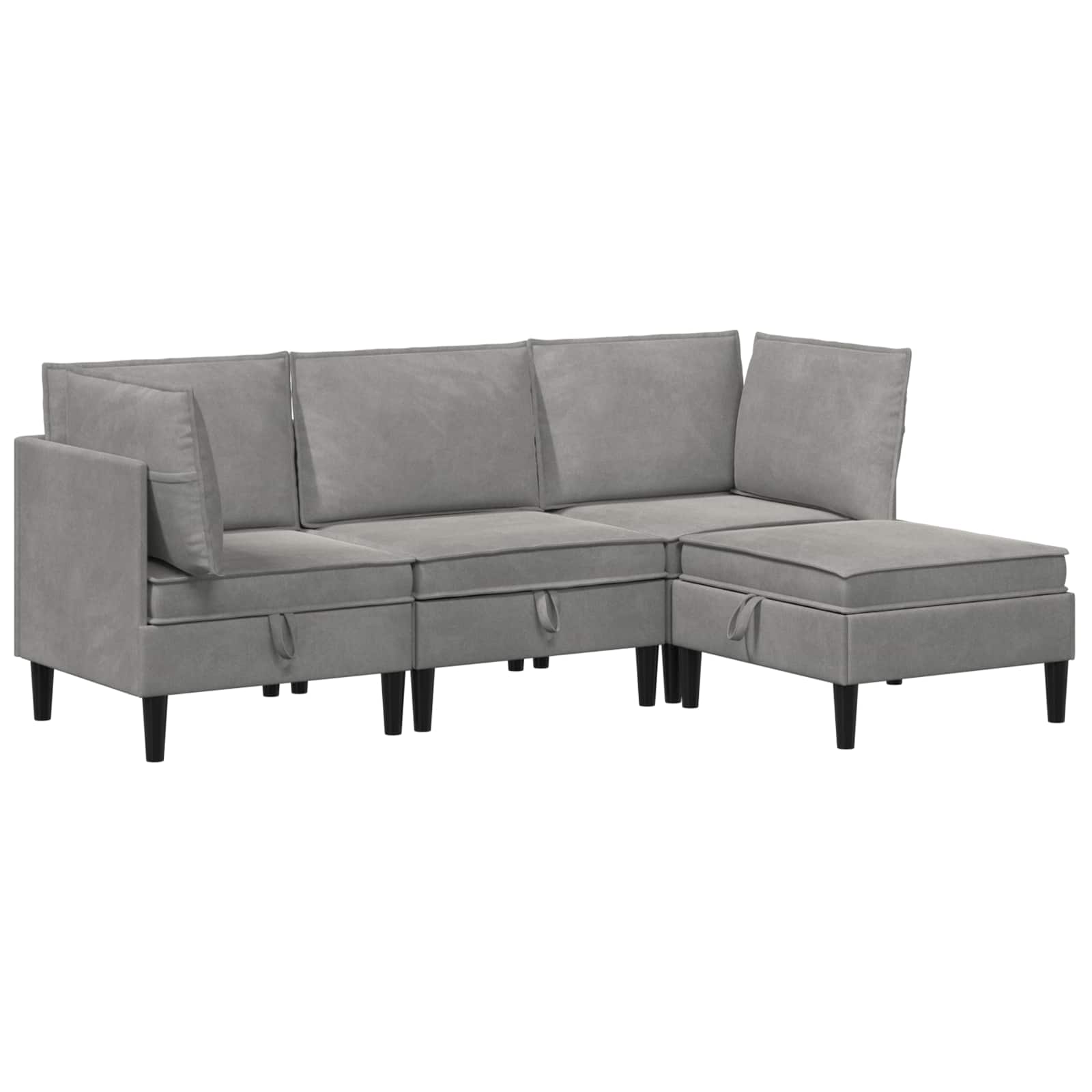 Wohnzimmergarnitur mit Kissen mit Speicher 3 pcs Hellgrau Samt