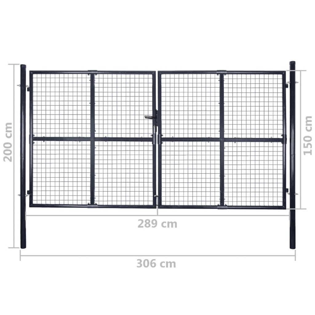 Maschen-Gartentor verzinkter Stahl 300 x 75 cm Grau