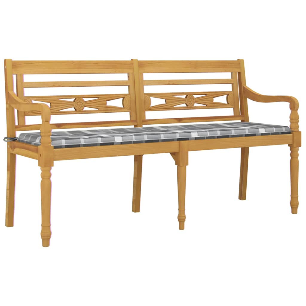 Batavia-Gartenbank mit Anthrazit Kissen 120 cm Teak Massivholz
