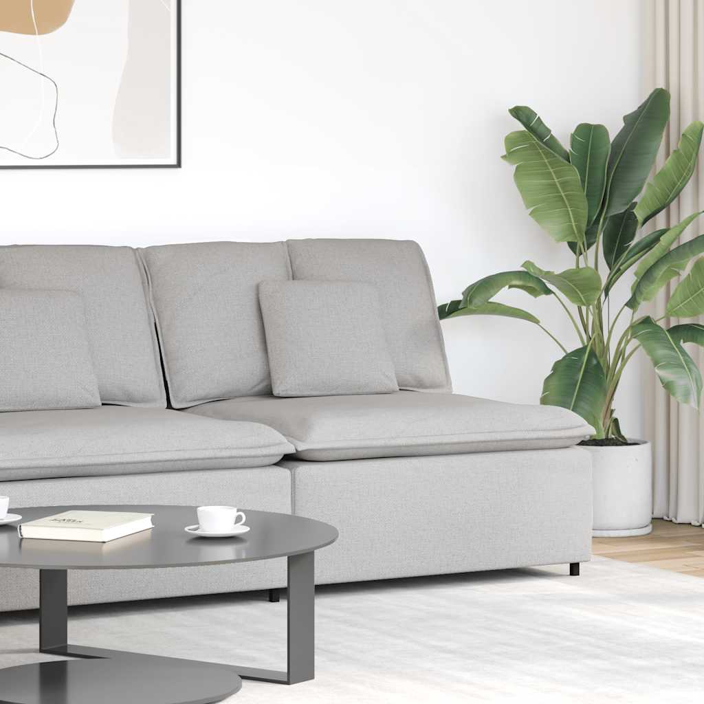 Modulares Sofa Endmodul mit Armlehne Kissen Hellgrau 100 cm