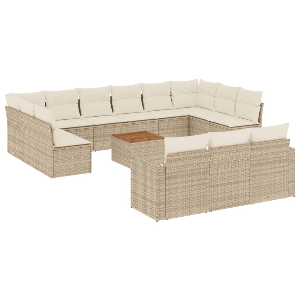 14-tlg. Garten-Sofagarnitur mit Kissen Schwarz Poly Rattan