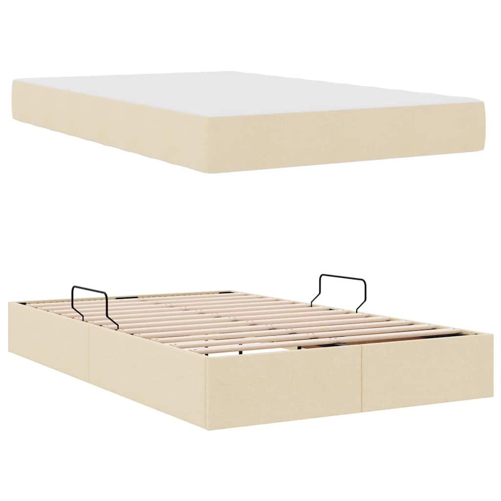 Aufbewahrungsbett mit Matratze Hellgrau 90 x 190 cm Polyester