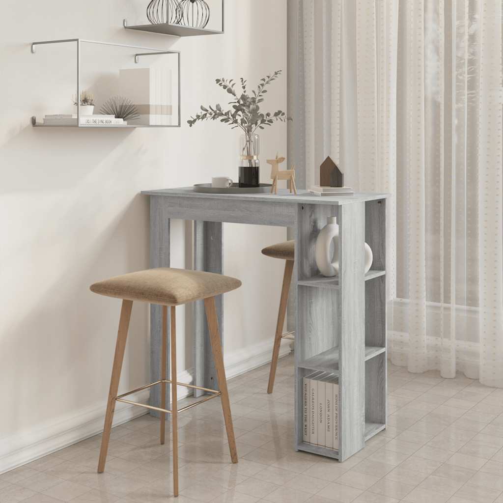 Bartisch mit Regal Weiß 102x50x103,5 cm Holzwerkstoff