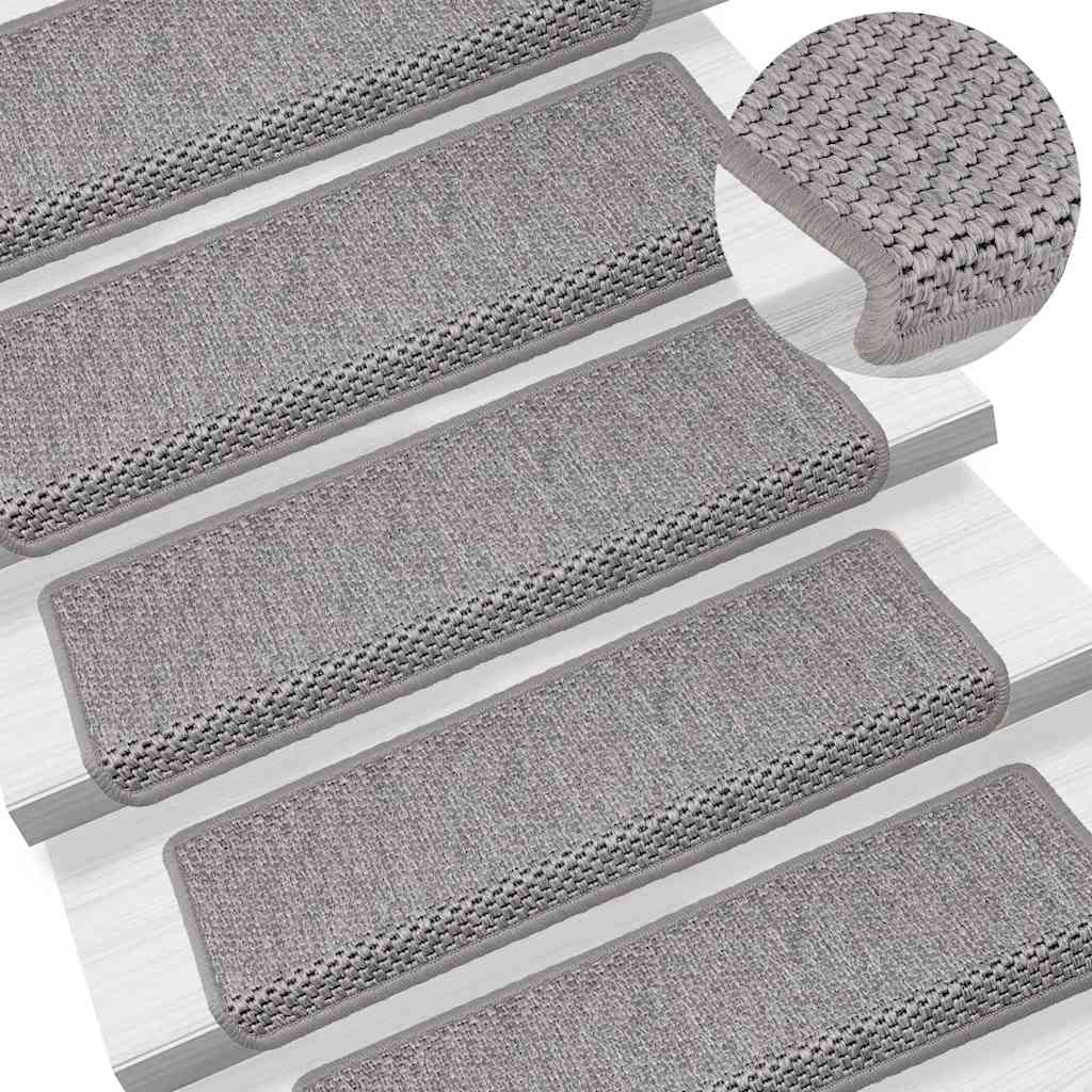 Treppenmatten Selbstklebend Sisal-Look 15 Stk. 65x21x4 Platina
