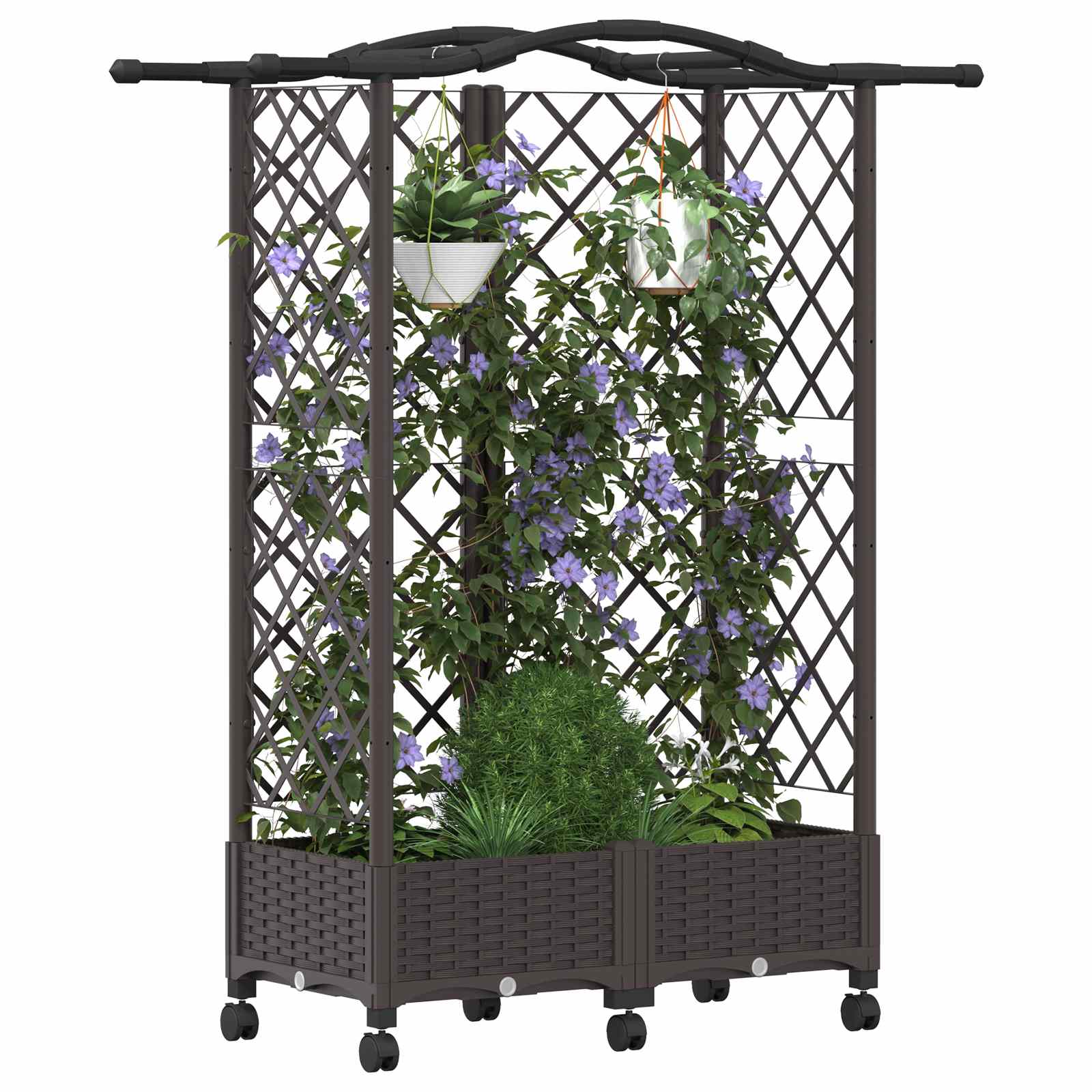 Hochbeet mit Rankgitter und Dach Braun 124 x 40 x 123 cm PP