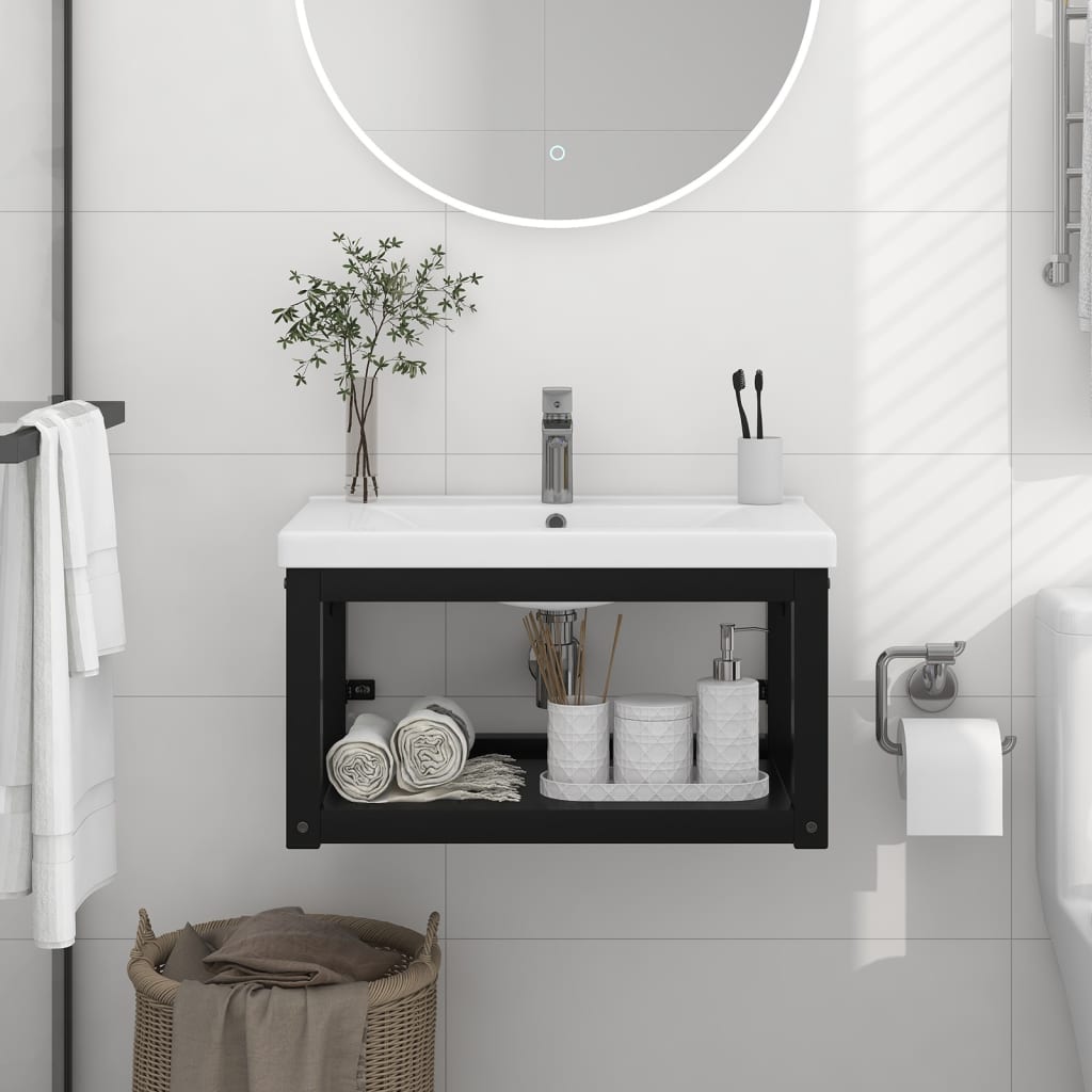 Badezimmer Wand-Waschtischgestell Weiß 59x38x31 cm Eisen