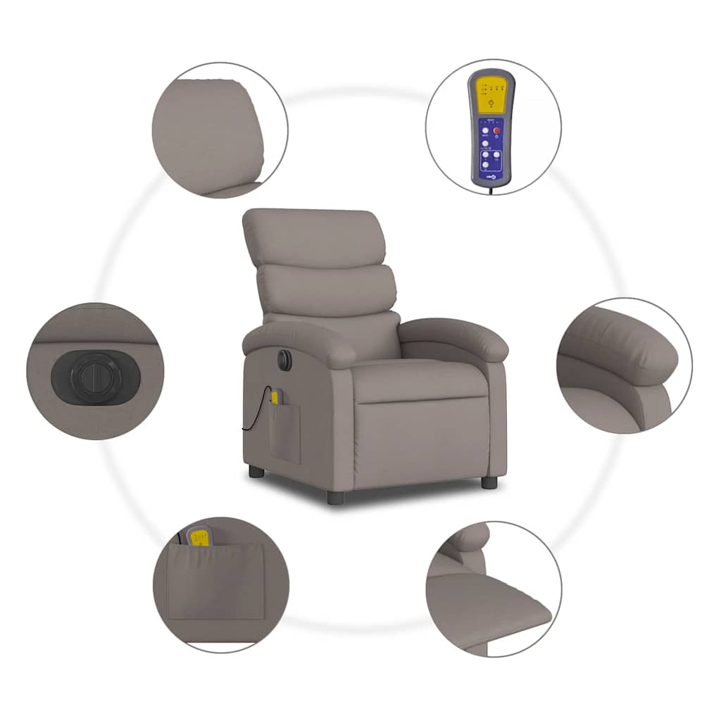 Relaxsessel Elektrisch Hellgrau Stoff