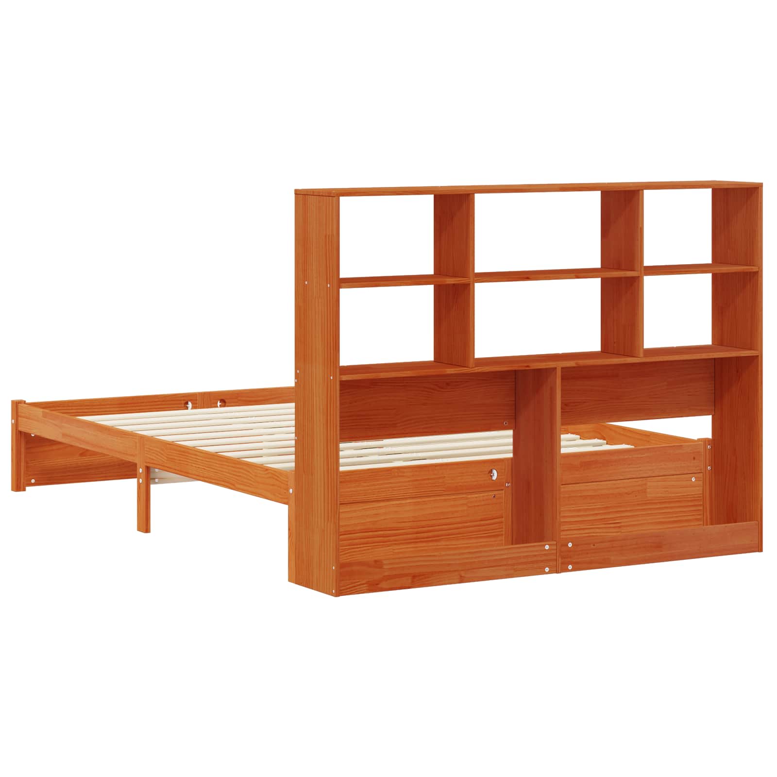 Bettgestell mit Aufbewahrungskopfteil Wachsbraun 150 x 200 cm