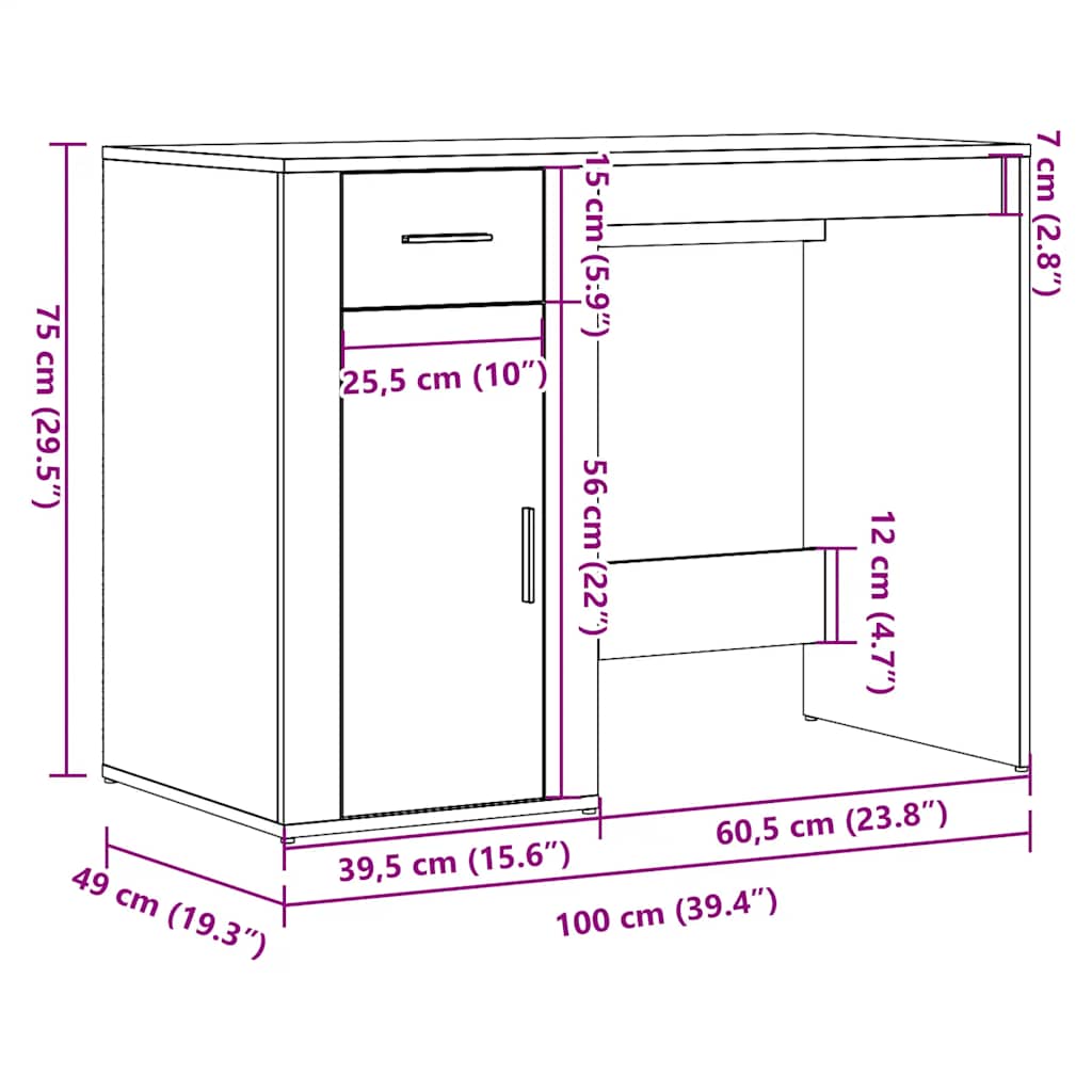 Schreibtisch Weiß 100x49x75 cm Holzwerkstoff