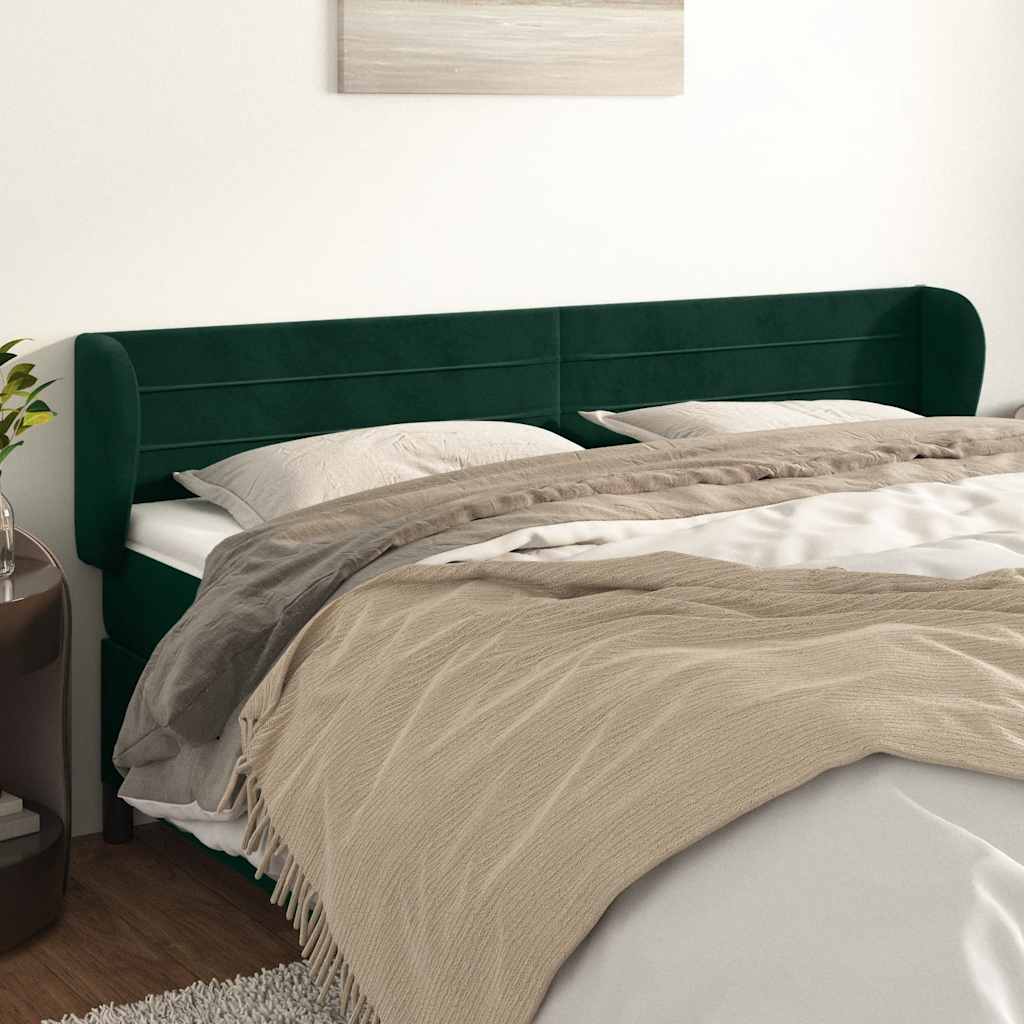 Kopfteil mit Ohren Dunkelblau 203x23x118/128 cm Samt