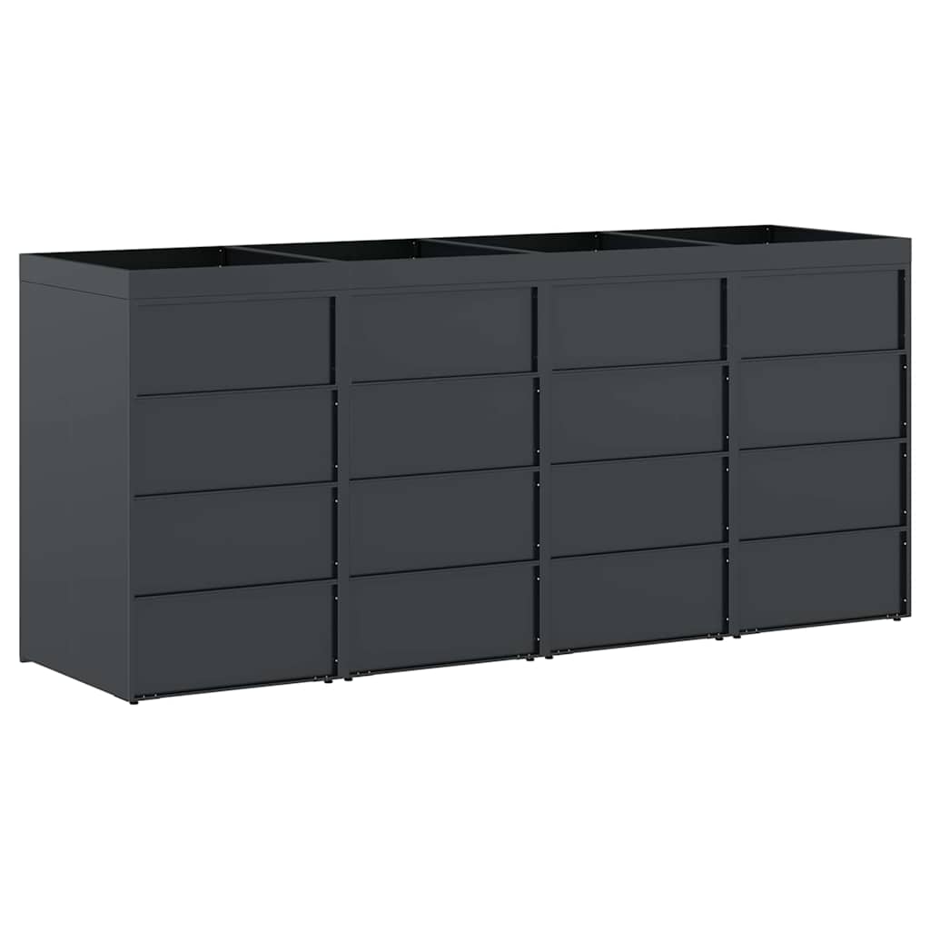 Mülltonnenbox für 2 Tonnen Schwarz 138x79x117 cm Stahl