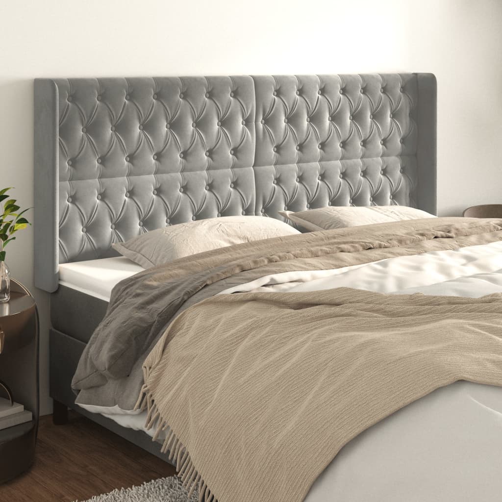 Kopfteil mit Ohren Dunkelblau 93x16x78/88 cm Samt