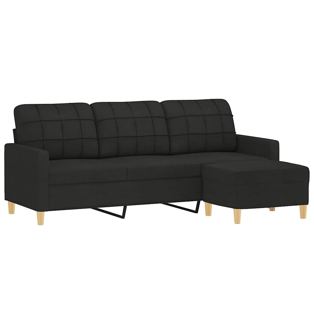 3-Sitzer-Sofa mit Hocker Taupe 180 cm Stoff