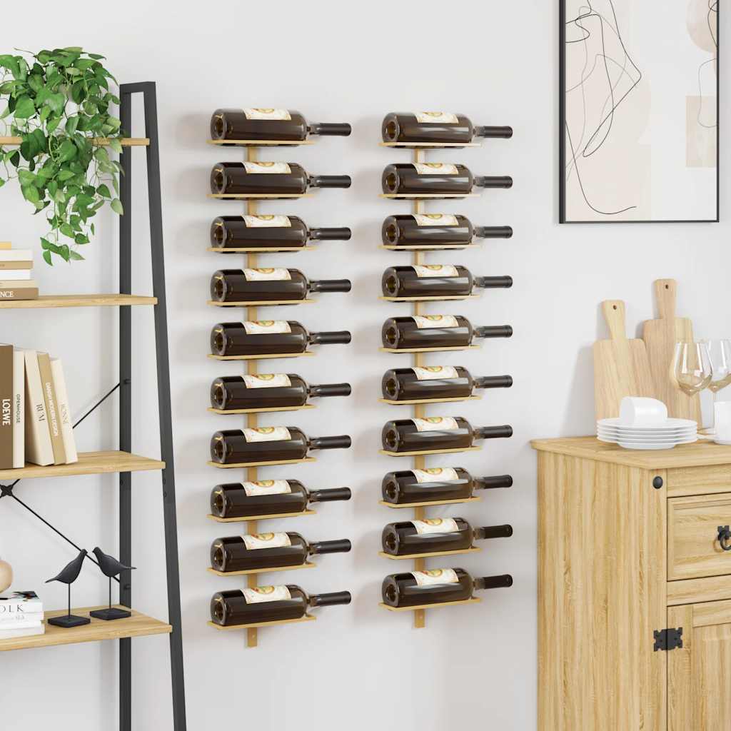 Wand-Weinregal für 9 Flaschen Schwarz Eisen