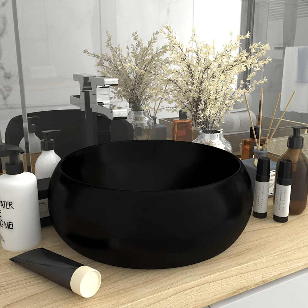 Luxuriöses Waschbecken Rund Matt Weiß 40x15 cm Keramik